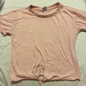 lightweight pink top, tie in the front